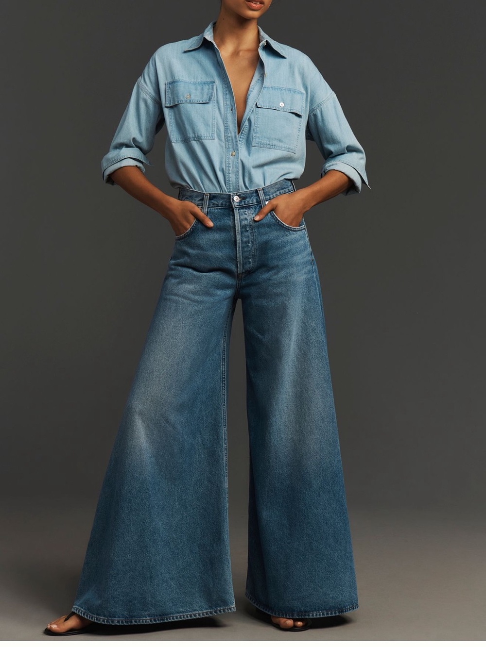 Citizens Of Humanity Light & Medium Blue High-Rise Wide Leg Jeans